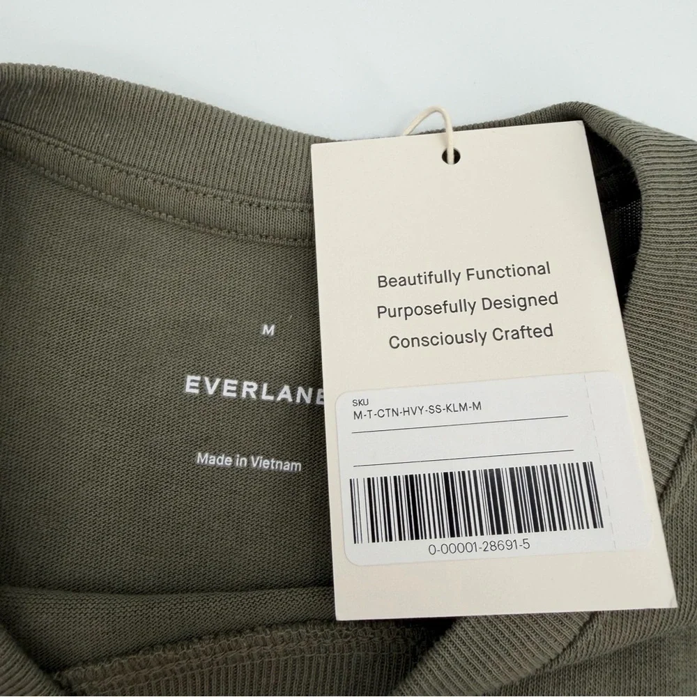 EVERLANE Tshirt Mens M Green Short Sleeve Crewneck Organic Cotton Tee Basic NWT - Picture 5 of 10